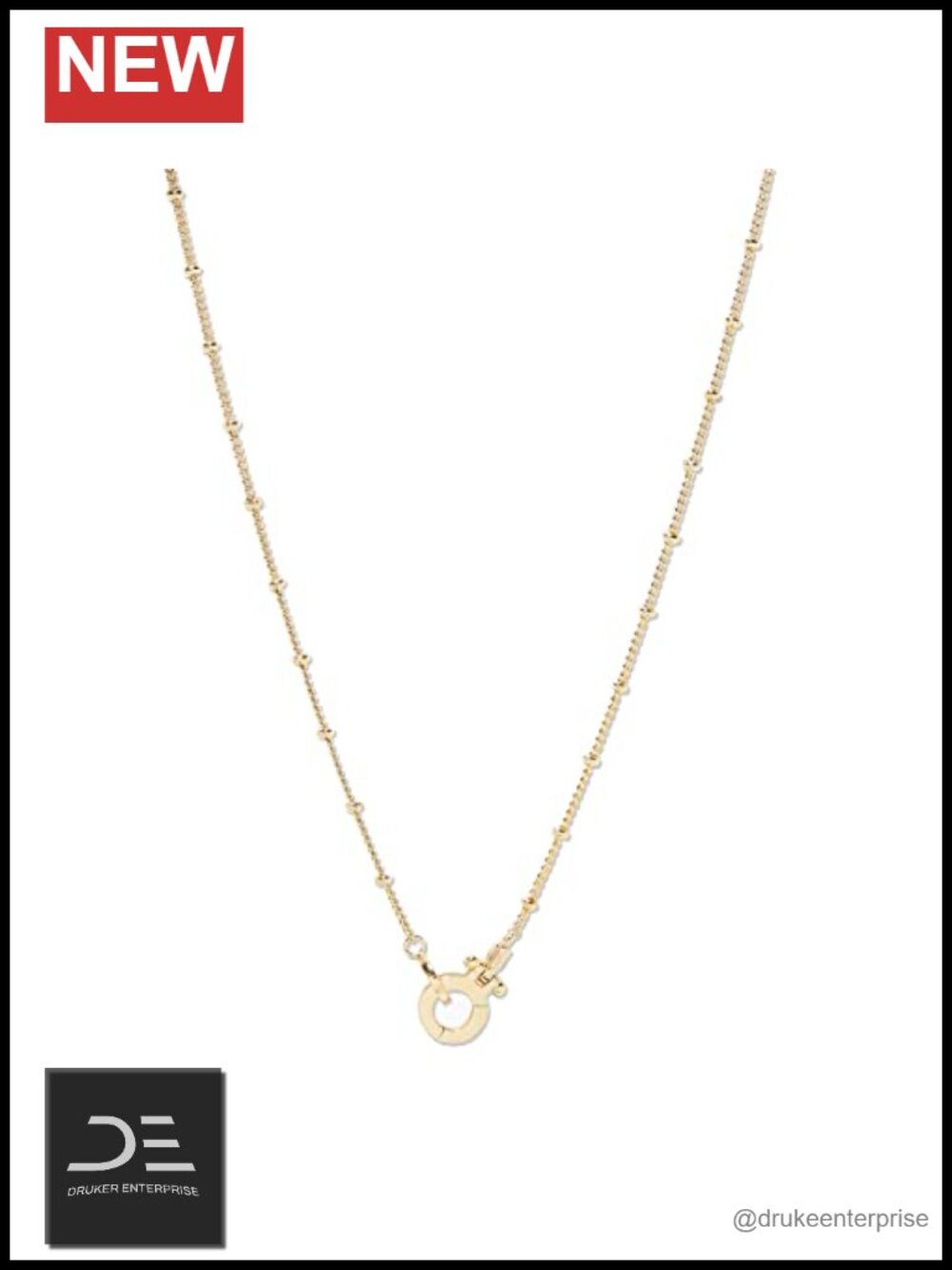 18k Gold Plated Brass Pendant Necklace Layering Jewelry Hinge Closure
